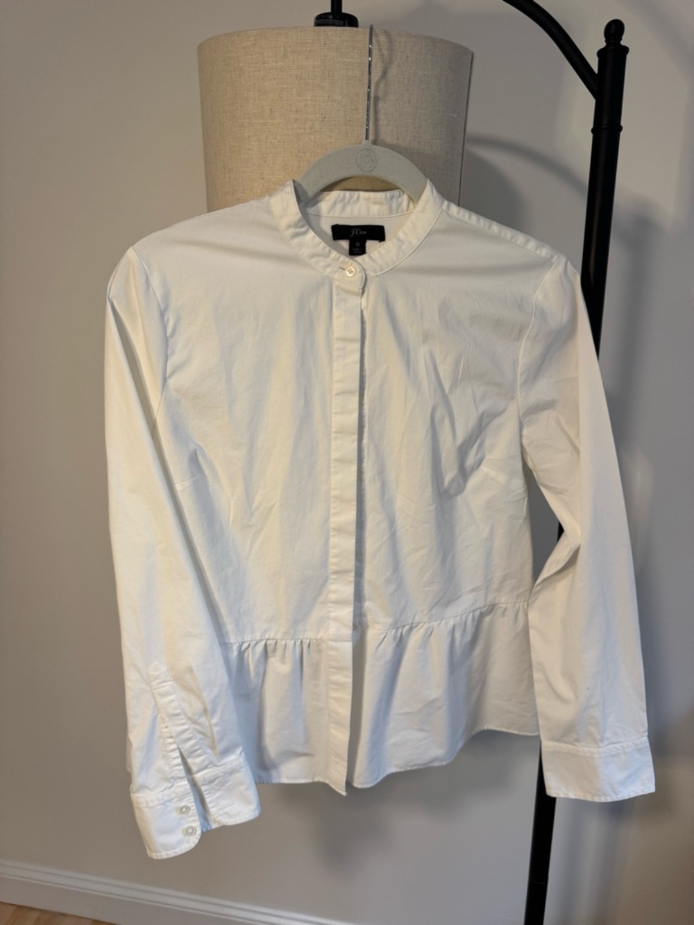 J. Crew White Peplum Button-Front Blouse